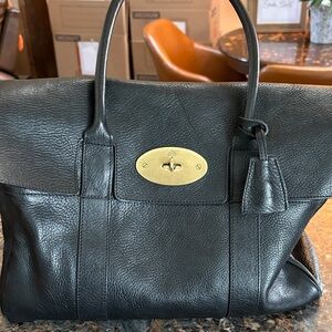 Mulberry Bayswater Black Leather Tote Bag with Gold Turnlock excellent vintage